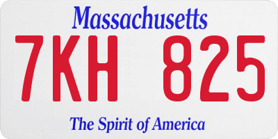 MA license plate 7KH825