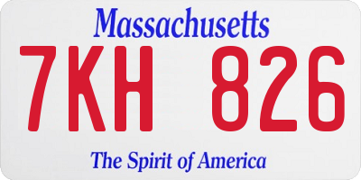 MA license plate 7KH826