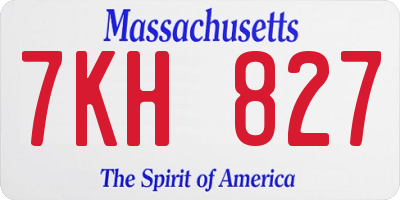MA license plate 7KH827