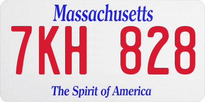 MA license plate 7KH828