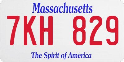 MA license plate 7KH829