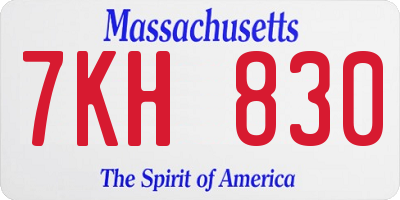 MA license plate 7KH830