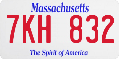 MA license plate 7KH832