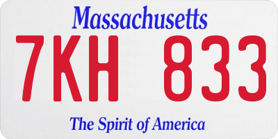 MA license plate 7KH833