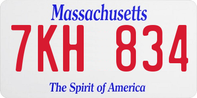 MA license plate 7KH834