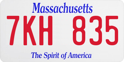 MA license plate 7KH835