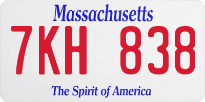 MA license plate 7KH838
