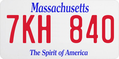 MA license plate 7KH840