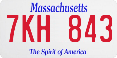MA license plate 7KH843