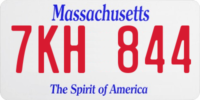 MA license plate 7KH844