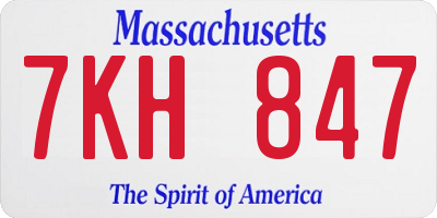 MA license plate 7KH847
