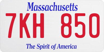 MA license plate 7KH850