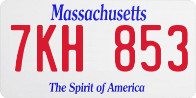 MA license plate 7KH853