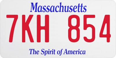 MA license plate 7KH854