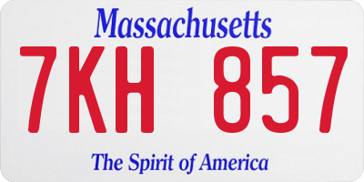 MA license plate 7KH857