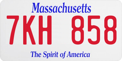 MA license plate 7KH858
