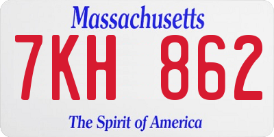 MA license plate 7KH862