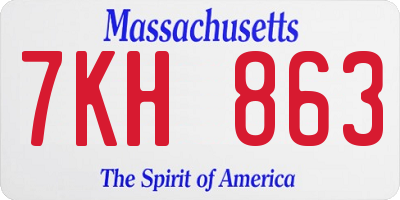 MA license plate 7KH863