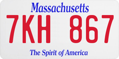 MA license plate 7KH867