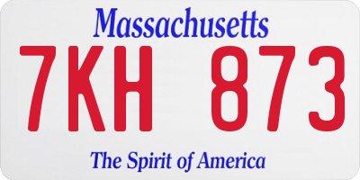 MA license plate 7KH873