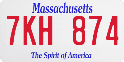 MA license plate 7KH874