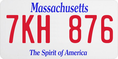 MA license plate 7KH876
