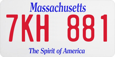 MA license plate 7KH881