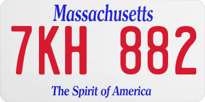 MA license plate 7KH882