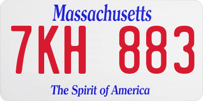 MA license plate 7KH883