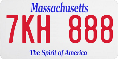 MA license plate 7KH888