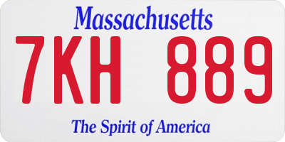 MA license plate 7KH889