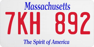 MA license plate 7KH892