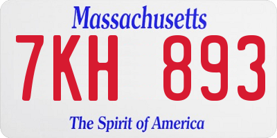 MA license plate 7KH893
