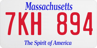 MA license plate 7KH894