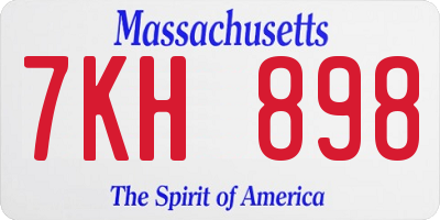 MA license plate 7KH898