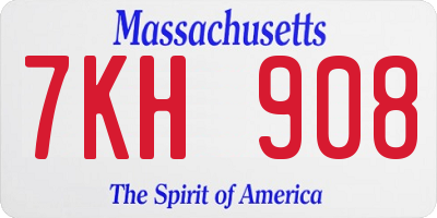 MA license plate 7KH908