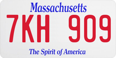 MA license plate 7KH909