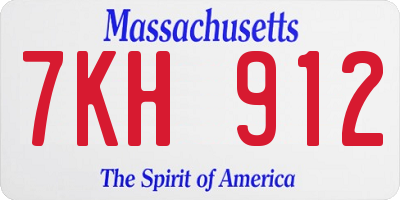 MA license plate 7KH912