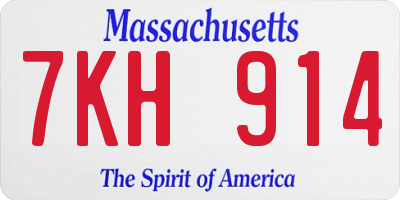 MA license plate 7KH914