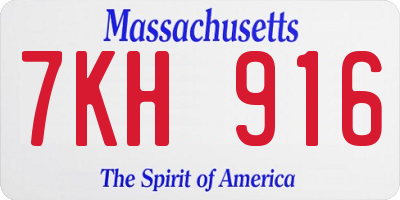 MA license plate 7KH916