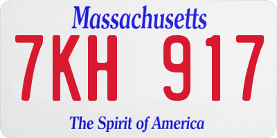 MA license plate 7KH917