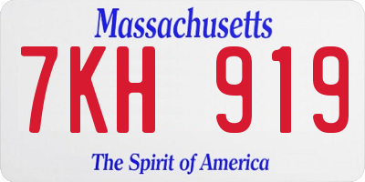 MA license plate 7KH919