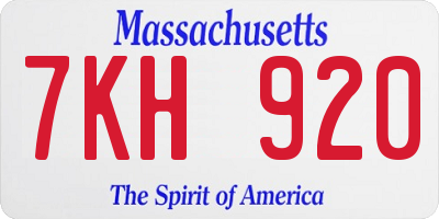 MA license plate 7KH920