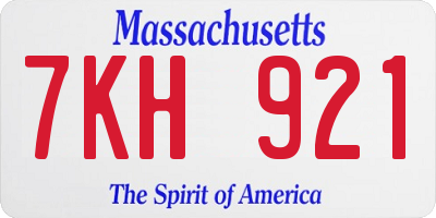 MA license plate 7KH921