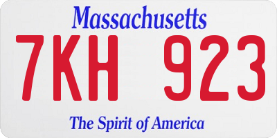 MA license plate 7KH923
