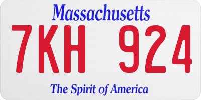 MA license plate 7KH924