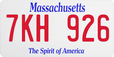 MA license plate 7KH926