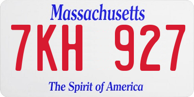 MA license plate 7KH927