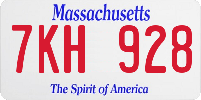 MA license plate 7KH928