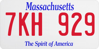 MA license plate 7KH929